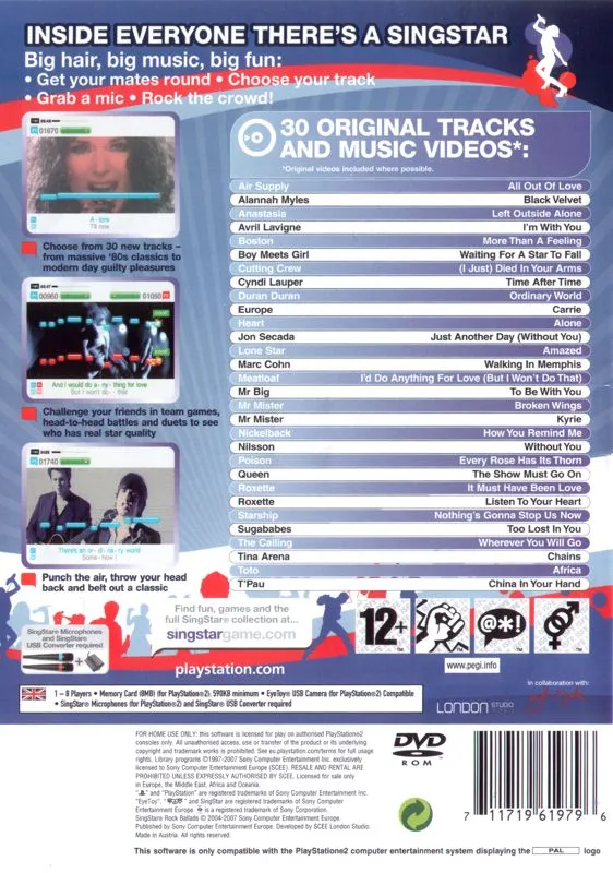 SingStar: Rock Ballads (PS2)